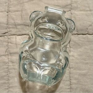 Vintage Clear Glass Teddy Bear Coin Bank